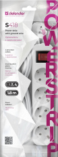 Сетевой удлинитель Defender S418 (4 розетки, 1,8 метра, 10A, white) OEM