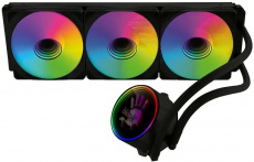 Водяное охлаждение Bloody BD-LC360ARGB1 (1150/1151/1155/1156/1200/1366/1700/2011/2066/FM1/FM2/AM2/AM3/AM4/AM5, Радиатор: Al, Водоблок: Cu, 3 вентилятора: 120mm, 800-1800rpm, 22-35dBa, 4pin, PWM, ARGB, Помпа: 2600rpm, 3pin, 300W, black) RTL