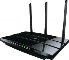 Роутер TP-LINK Archer C7 (1750Mbps, 2.4/5GHz, 4 ports, 1000Mbps, 3 внешние съёмные антенны 5dBi, 2*USB, USB Printer/FTP Server/3G/4G, black)