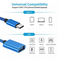 Кабель-переходник USB-OTG (Type-C (m) / USB (f), 0.15m, black)