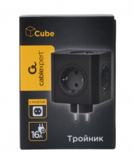 Сетевой фильтр Cablexpert Cube (CUBE-5-16-B, 5 розеток, 16A, 4000W, black) RTL