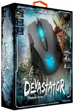 Мышь QUMO Devastator M12 (USB, optical, 3200dpi, игровая, 7 цветов подсветки, 1.5m, soft-touch, black)
