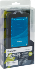 Внешний аккумулятор Defender ExtraLife Discovery (литий-ионный, 10400mAh, 2*USB - 1A+2.1A, вход 1A, кабель 0.7m - microUSB/miniUSB/Samsung/Apple, black-blue)