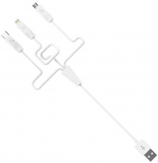 Кабель USB 2.0 Am - Lightning + micro USB + Type-C 1.0m (X1 Rapid, 2.1A, white) hoco