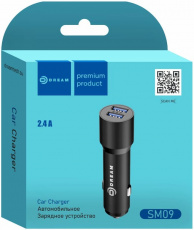 Зарядное устройство от прикуривателя Dream SM09 (12/24V - USB, 2*USB, 2.4A + 1A, 10W, black)