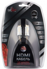 Кабель HDMI (m) - HDMI (m) 3.0m (CC-P-HDMI02-3M, серия Platinum, 4K, ver.2.0, с позолоченными контактами, тканевая оплётка, silver) Cablexpert