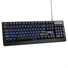 Клавиатура Гарнизон GK-310G (USB, синяя подсветка, антифантомные механизированные клавиши, игровая, мультимедийная, промо-код "Survarium", black)