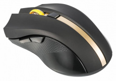 Мышь беспроводная Oklick 495MW (optical, 1600dpi, 2xAAA, black-gold)