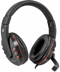 Наушники Defender Warhead G-160 (полноразмерные закрытые, с микрофоном, игровые, 2.5m, промо-код "War Thunder", black-red)