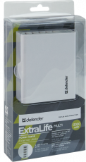 Внешний аккумулятор Defender ExtraLife Multi (литий-ионный, 13000mAh, 5*USB - 0.5A+1A+1A+2.1A+1.3A, вход 1.5А, кабель 0.7m - microUSB/miniUSB/Samsung/Apple, white)