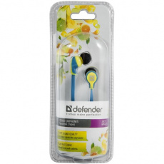 Наушники Defender Juicy MPH-811 (затычки, без микрофона, 1.2m, yellow-blue)