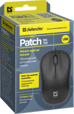 Мышь Defender Patch MS-759 (USB, optical, 1000dpi, компактная, 1.1m, black)