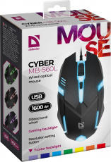 Мышь Defender Cyber MB-560L (USB, optical, 1600dpi, подсветка, 1.5m, black)