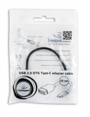 Кабель-переходник USB-OTG (A-OTG-CMAF2-01, USB2.0 Type-C / USB2.0 (F), 0.2m, экранированный, пакет, black) Cablexpert