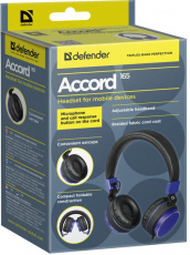 Наушники Defender Accord 165  (накладные закрытые, с микрофоном, для мобильных устройств, 1.25m, black-violet)