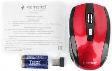 Мышь беспроводная Gembird MUSW-330-3 (optical, 2400dpi, 2xAAA, black-red)