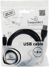 Кабель USB 2.0 Am - mini USB 1.8m (CCP-USB2-AM5P-6, экранированный, пакет, black) Cablexpert