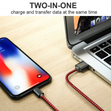 Кабель USB 2.0 Am - Lightning 2.0m (нейлоновая оплетка, black-blue) GUSGU