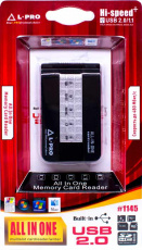 Карт-ридер L-PRO #1145 (microSD, SDHC, M2, MMC, MS, CF, XD, MS Duo, RS-MMC, black, USB2.0)