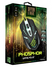 Мышь QUMO Phosphor M32 (USB, optical, 2400dpi, игровая, 5 цветов подсветки, soft-touch, black)