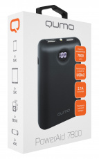 Внешний аккумулятор QUMO PowerAid 7800 V2 (литий-ионный, 7800mAh, вход 2A, выход 2.1A max, black)