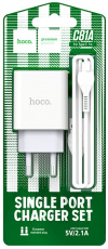 Адаптер питания hoco C81A Asombroso (100/240V - USB, 2.1А, кабель Type-C 1m, white)