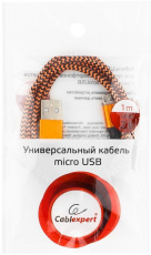 Кабель USB 2.0 Am - micro USB 1.0m (CC-mUSB2oe 1m, нейлоновая оплетка, orange) Cablexpert