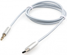 Кабель-переходник USB Type-C (m) - 3.5mm Jack (m) (CCAB-CM35M-1M-W, медь, 1m, white-silver) Cablexpert