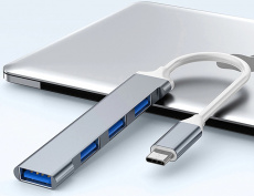 USB 3.0 HUB (Type-C, USB3.0+3*USB2.0, металл, grey)