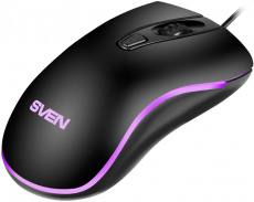 Мышь Sven RX-530S (USB, optical, 1200dpi, динамическая подсветка, бесшумный клик, soft-touch, 1.5m, black)