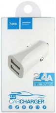 Зарядное устройство от прикуривателя hoco Z12 Elite (12/24V - USB, 2*USB, 2.4А, white)