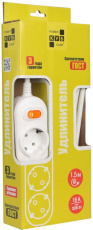 Сетевой удлинитель КУБ (Powercube PC-1-1,5M, 3 розетки, 1.5 метра, 16A, выключатель, white) RTL