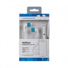 Наушники Velton VLT-JS60L (затычки, для мобильных устройств, с микрофоном, 1.2m, white-blue)