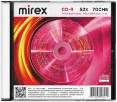 Диск CD-R Mirex (700Mb, 52x, 1шт., slim case)
