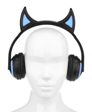 Гарнитура QUMO Party Cat (накладная закрытая, беспроводная, Bluetooth 4.2+EDR, с микрофоном, 360mAh, до 14 часов работы от батареи, регулируемая подсветка, black)