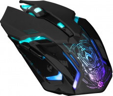 Мышь беспроводная Defender Trigger GM-934 (optical, 3200dpi, аккумулятор 400mAh, RGB подсветка, игровая, редактор макросов, эмуляция клавиш клавиатуры, soft-touch, black)