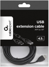 Кабель USB 2.0 Am - Af удлинительный 4.5m (CCF-USB2-AMAF-15, медь, ферритовое кольцо, экранированный, black) Cablexpert