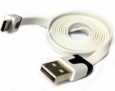 Кабель USB 2.0 Am - micro USB 1.5m (PVC, плоский, white) QUMO
