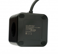 Сетевой фильтр Cablexpert Cube (CUBE-3-CU3-B-1.5, 3 розетки, 1.5 метра, 3*USB 2.4A QC4.0, USB Type-C 3A 20W PD, 2500W, 10A, black) RTL