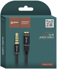 Кабель удлинительный аудио 3.5mm Jack (m) - 3.5mm Jack (f) 1.0m (JD457, 4pin, black) Dream