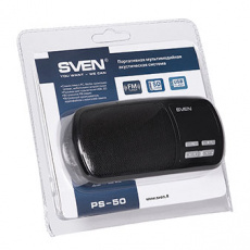 Колонки Sven PS-50 (3W, портативные, аккумулятор 800mAh, FM, AUX, MicroSD, USB, MP3, black)