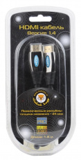 Кабель HDMIm-HDMIm 1.8m (KCP-HDMI-1.8, ver.1.4, с позолоченными контактами, нейлоновая оплётка, black) Konoos
