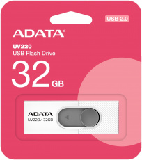 Флеш накопитель USB 2.0 32Gb ADATA UV220 (AUV220-32G-RWHGY, white-grey)