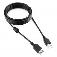 Кабель USB 2.0 Am - Af удлинительный 3.0m (CCF-USB2-AMAF-10, ферритовое кольцо, двойное экранирование, black) Cablexpert