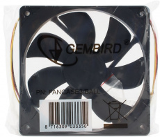 Вентилятор Gembird FANCASE3/BALL (120x120x25mm, ball, 2000rpm, 36dBa, 3pin, black) OEM