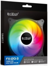 Вентилятор PCCOOLER FX-120-3 (120x120x25mm, Hydro, 1200rpm, 18dBa, 3+4pin, RGB fixed LED, black-white) RTL