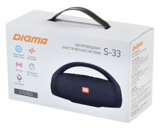 Колонки Digma S-33 (2x6W, портативные, аккумулятор 1200mAh (до 7 часов работы), Bluetooth v.4.2, микрофон, громкая связь, AUX, USB, MicroSD, FM, MP3, black)