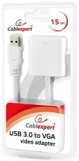 Конвертер USB (m)  ->  VGA (f) (AB-U3W-VGAF-01-W, 1920x1080p USB3.0, 800x600p USB2.0, 0.15m, white) Cablexpert