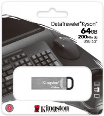 Флеш накопитель USB 3.2 64Gb Kingston DataTraveler Kyson (DTKN/64GB, 200MB/s, silver)