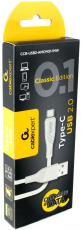 Кабель USB 2.0 Am - Type-C 1.0m (CCB-USB2-AMCMO1-1MW, 3А, white) Cablexpert